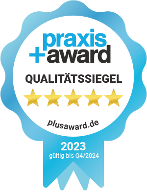 praxis+award Qualitätssiegel 2023 gültig bis Q4/2024